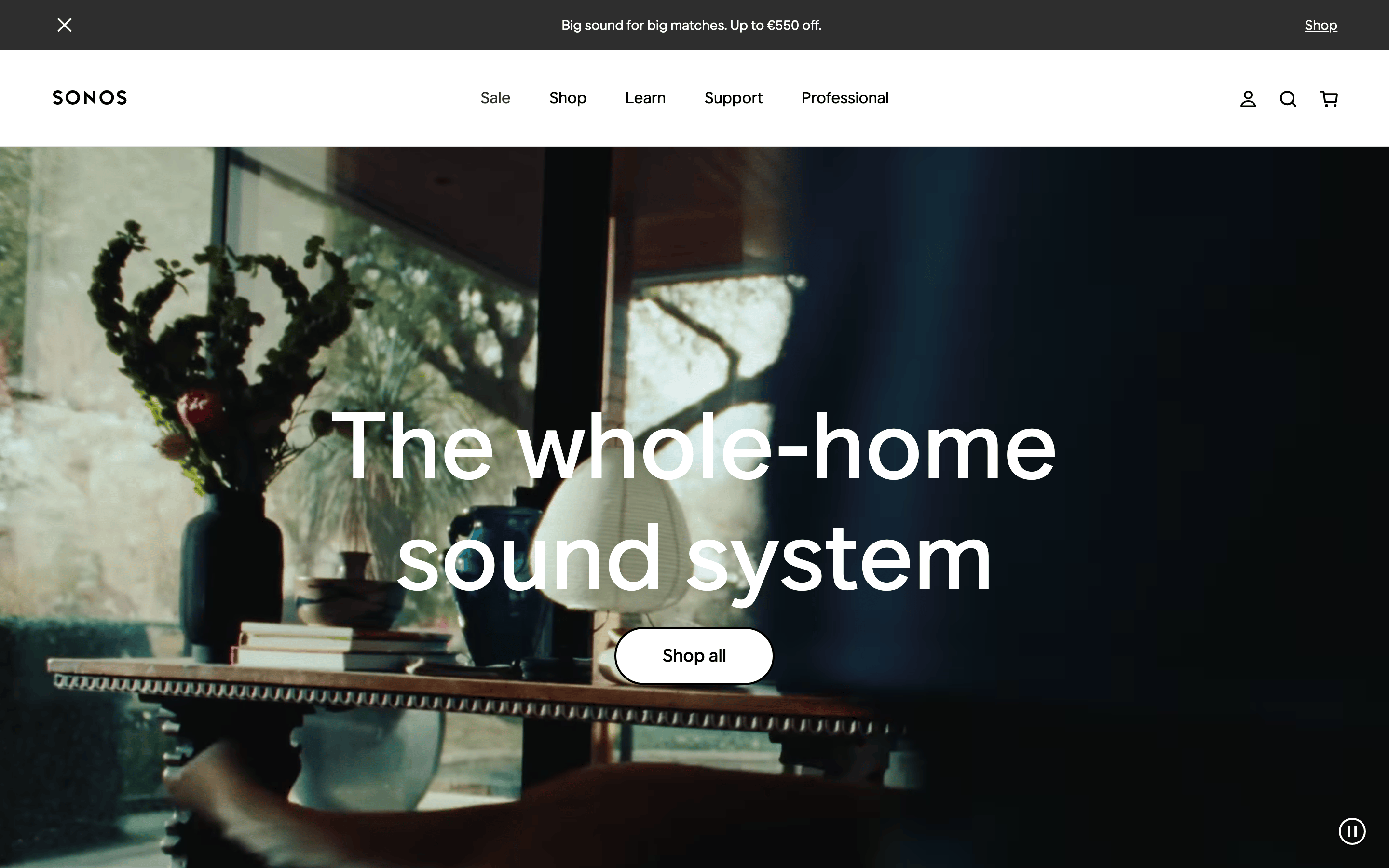 Sonos — 桌面滚动分段(90% viewport 步进,作为视觉证据)