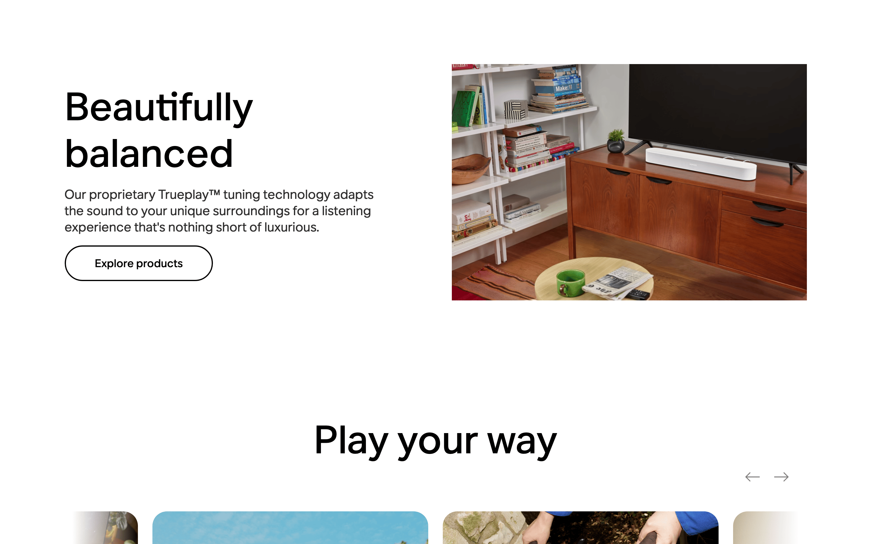 Sonos — 桌面滚动分段(90% viewport 步进,作为视觉证据)