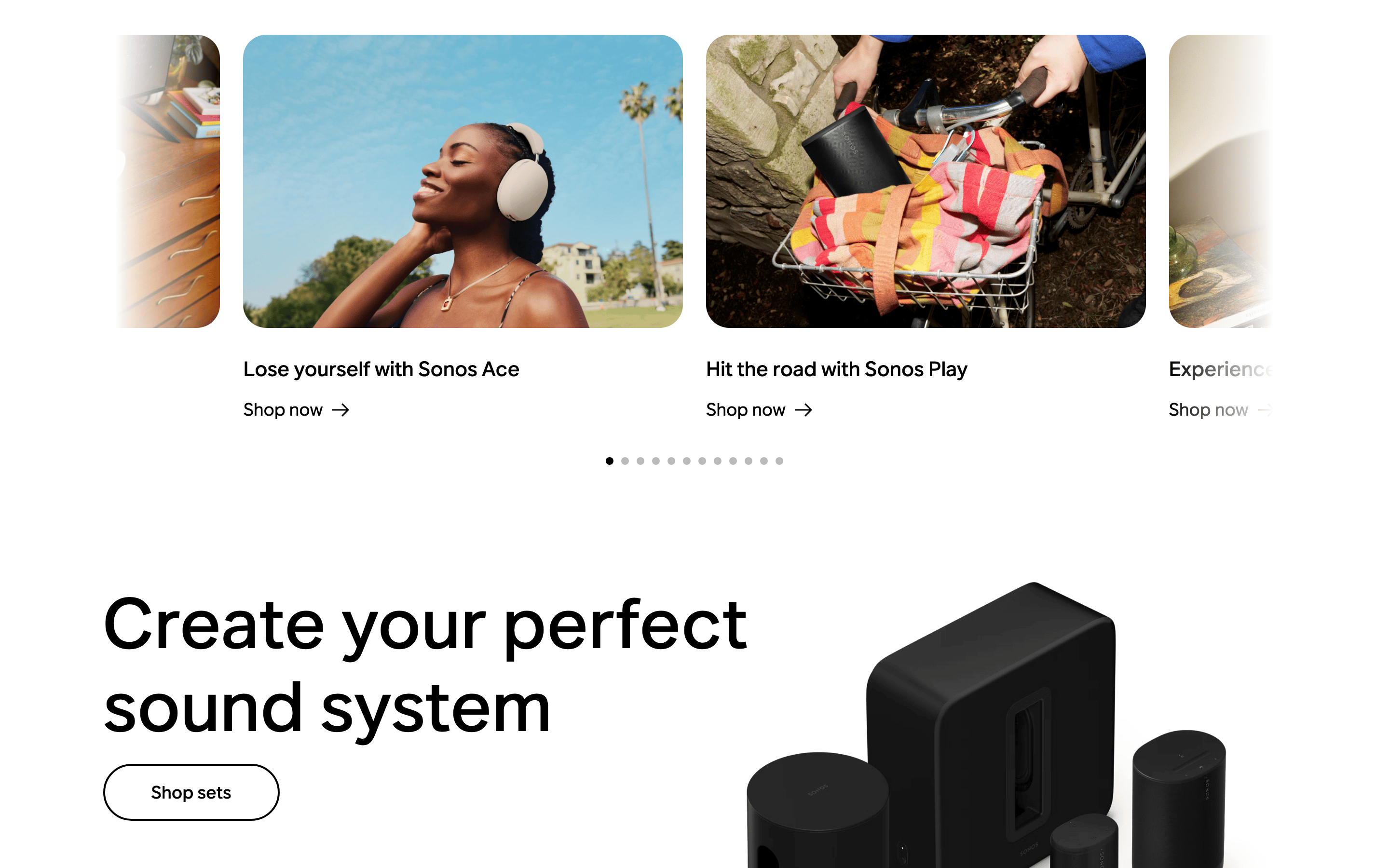 Sonos — 桌面滚动分段(90% viewport 步进,作为视觉证据)