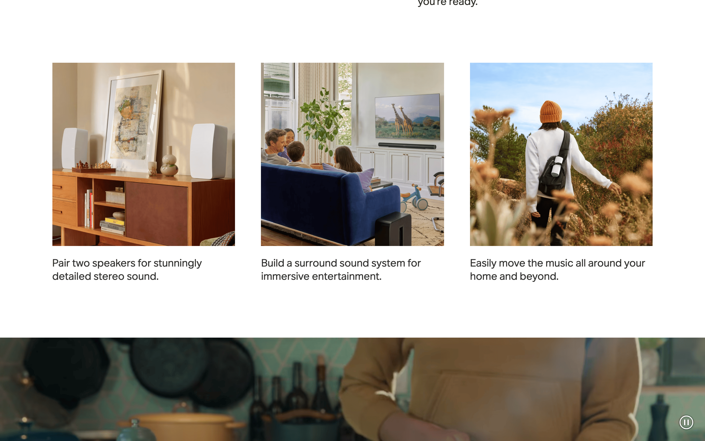 Sonos — 桌面滚动分段(90% viewport 步进,作为视觉证据)