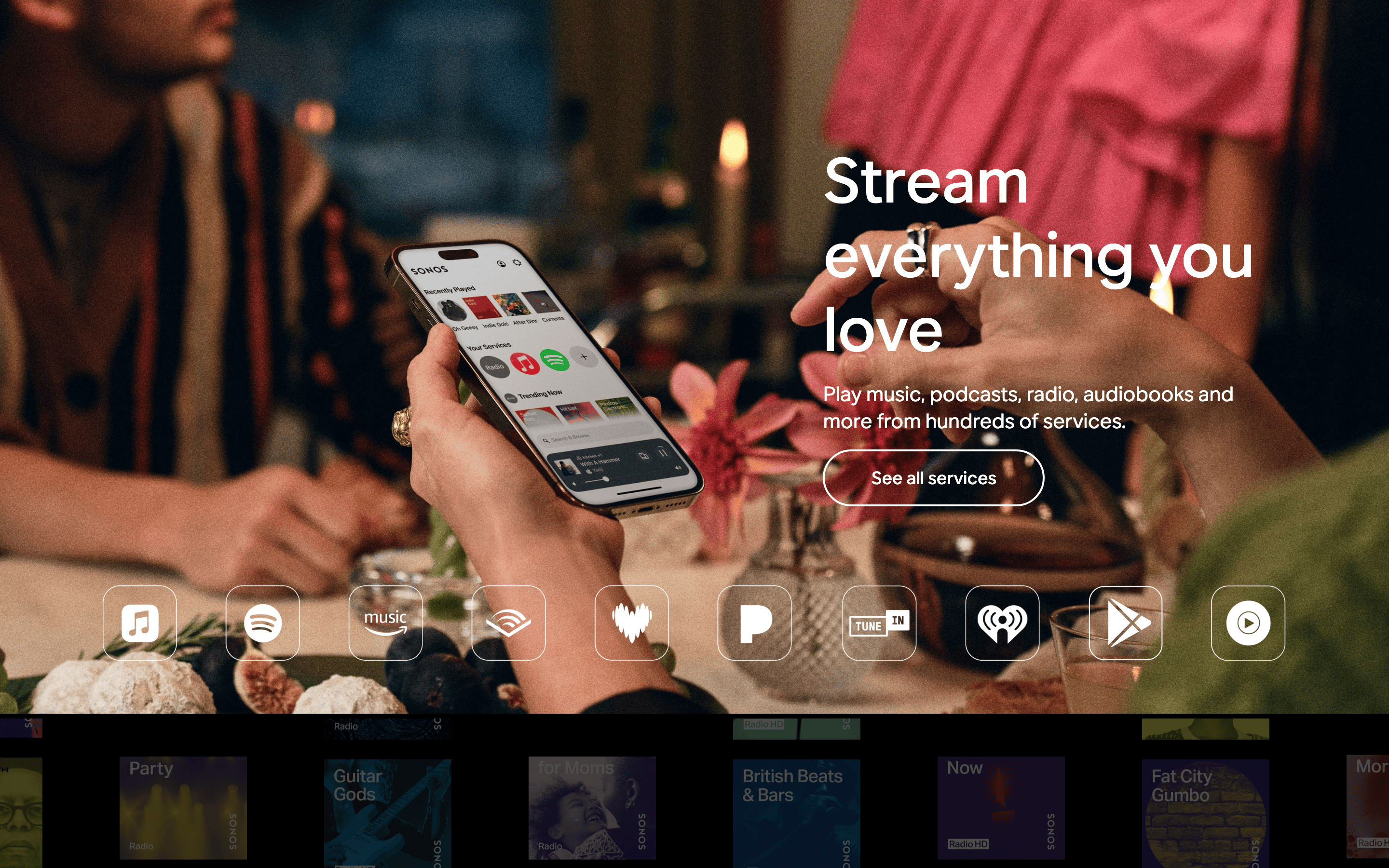 Sonos — 桌面滚动分段(90% viewport 步进,作为视觉证据)