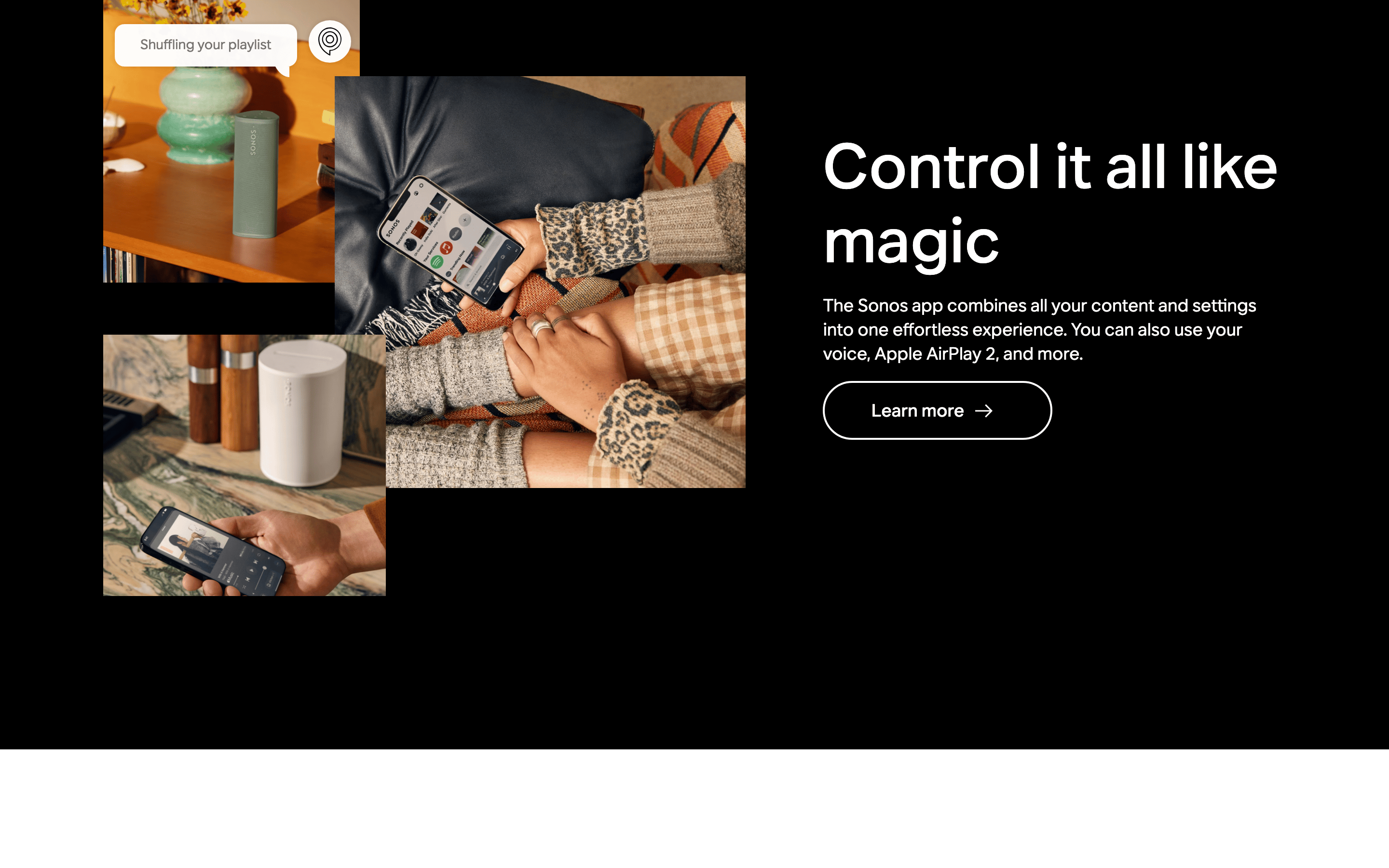 Sonos — 桌面滚动分段(90% viewport 步进,作为视觉证据)