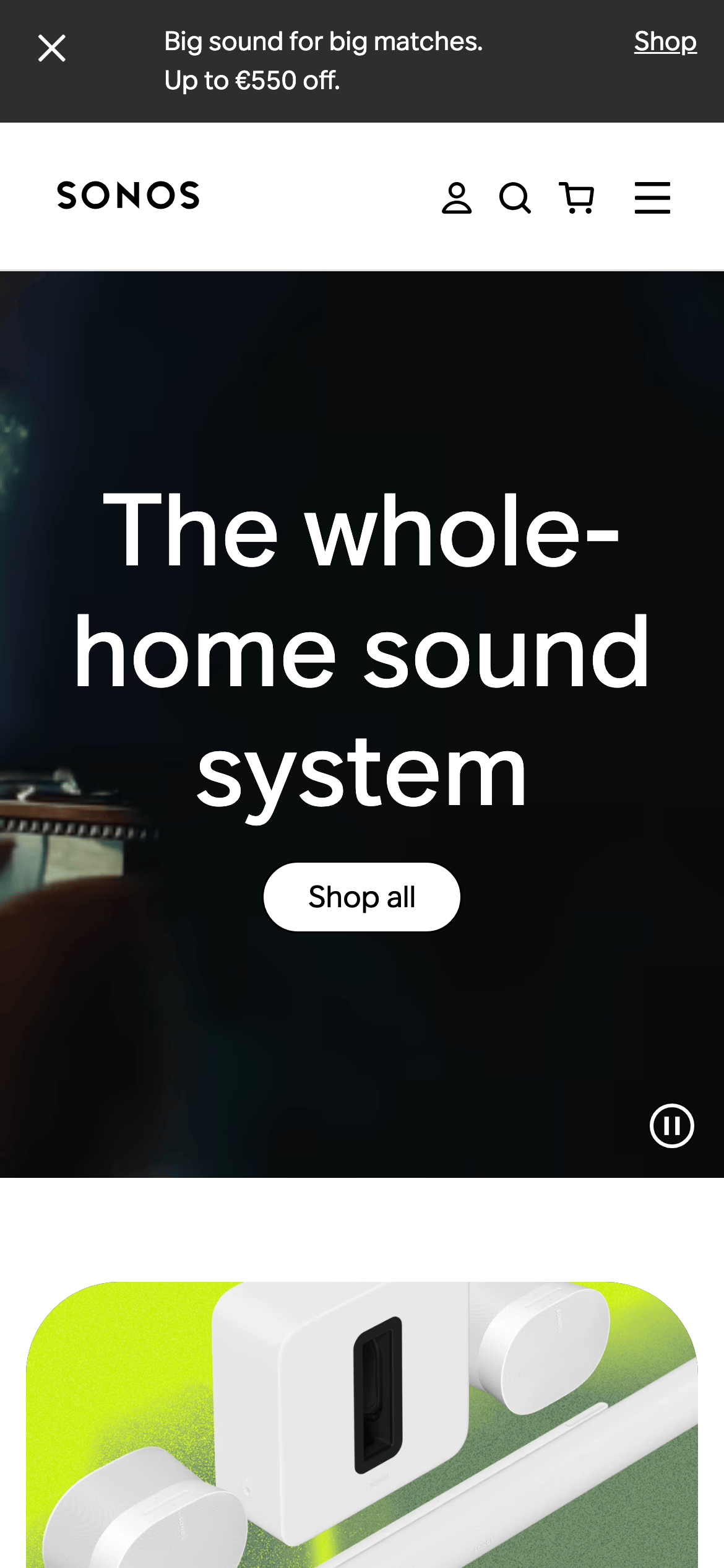 Sonos — 移动首屏