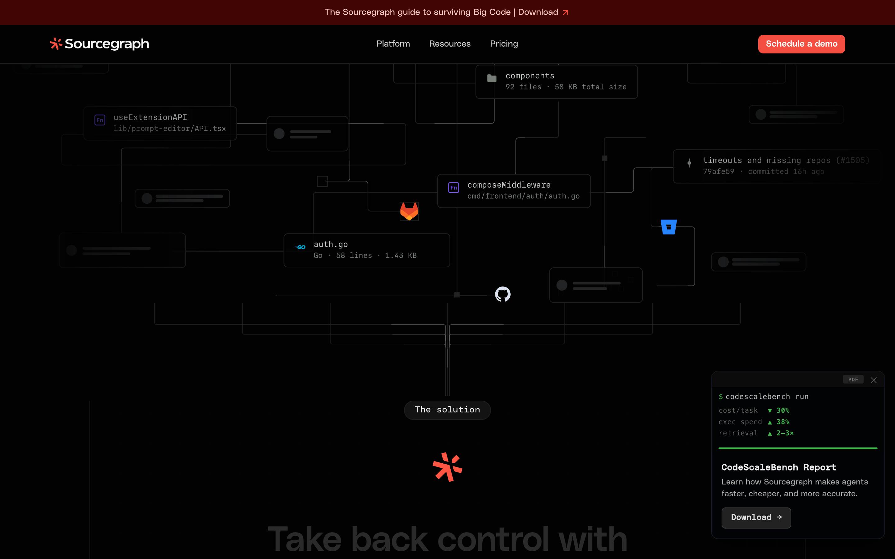 Sourcegraph — 桌面滚动分段(90% viewport 步进,作为视觉证据)