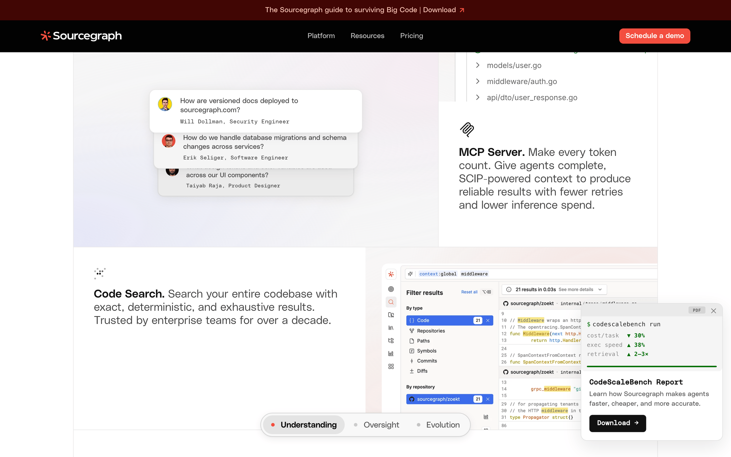 Sourcegraph — 桌面滚动分段(90% viewport 步进,作为视觉证据)