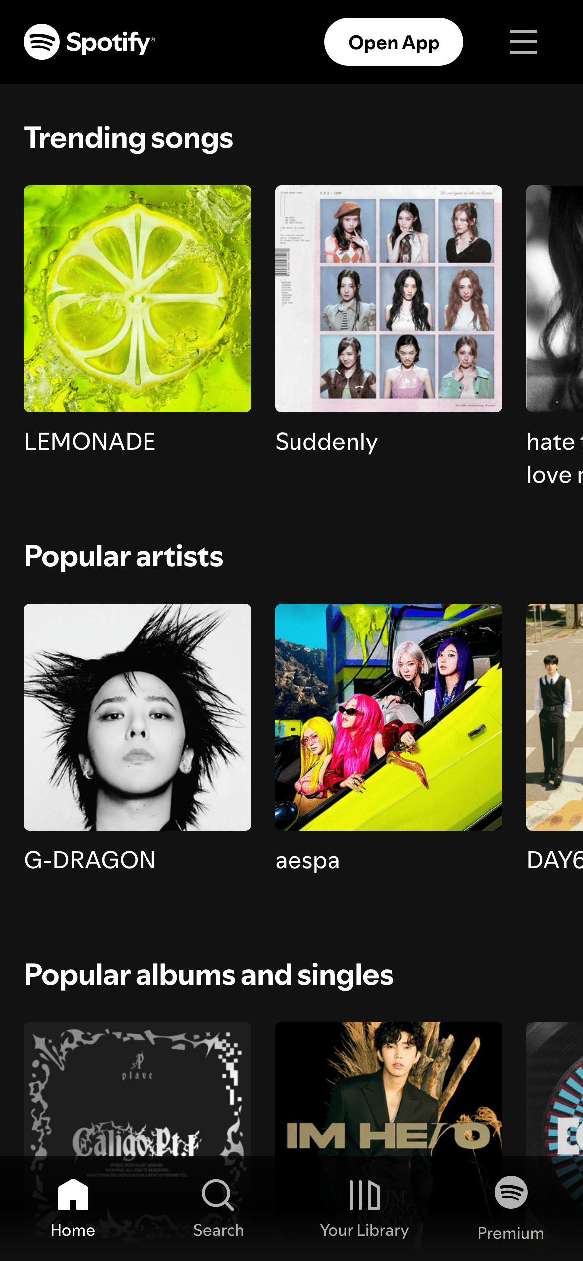 Spotify — 移动首屏
