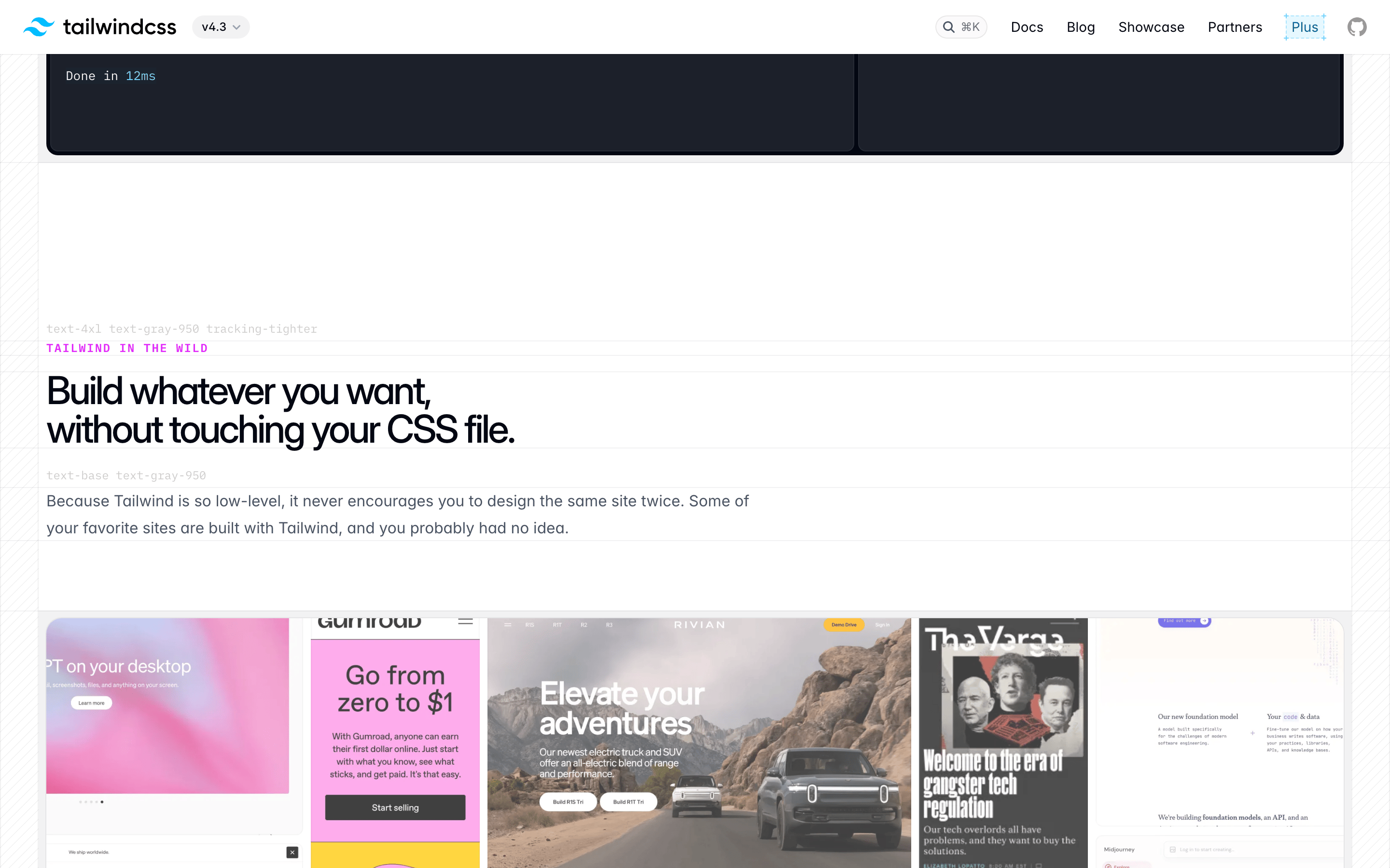 Tailwind CSS — 桌面滚动分段(90% viewport 步进,作为视觉证据)