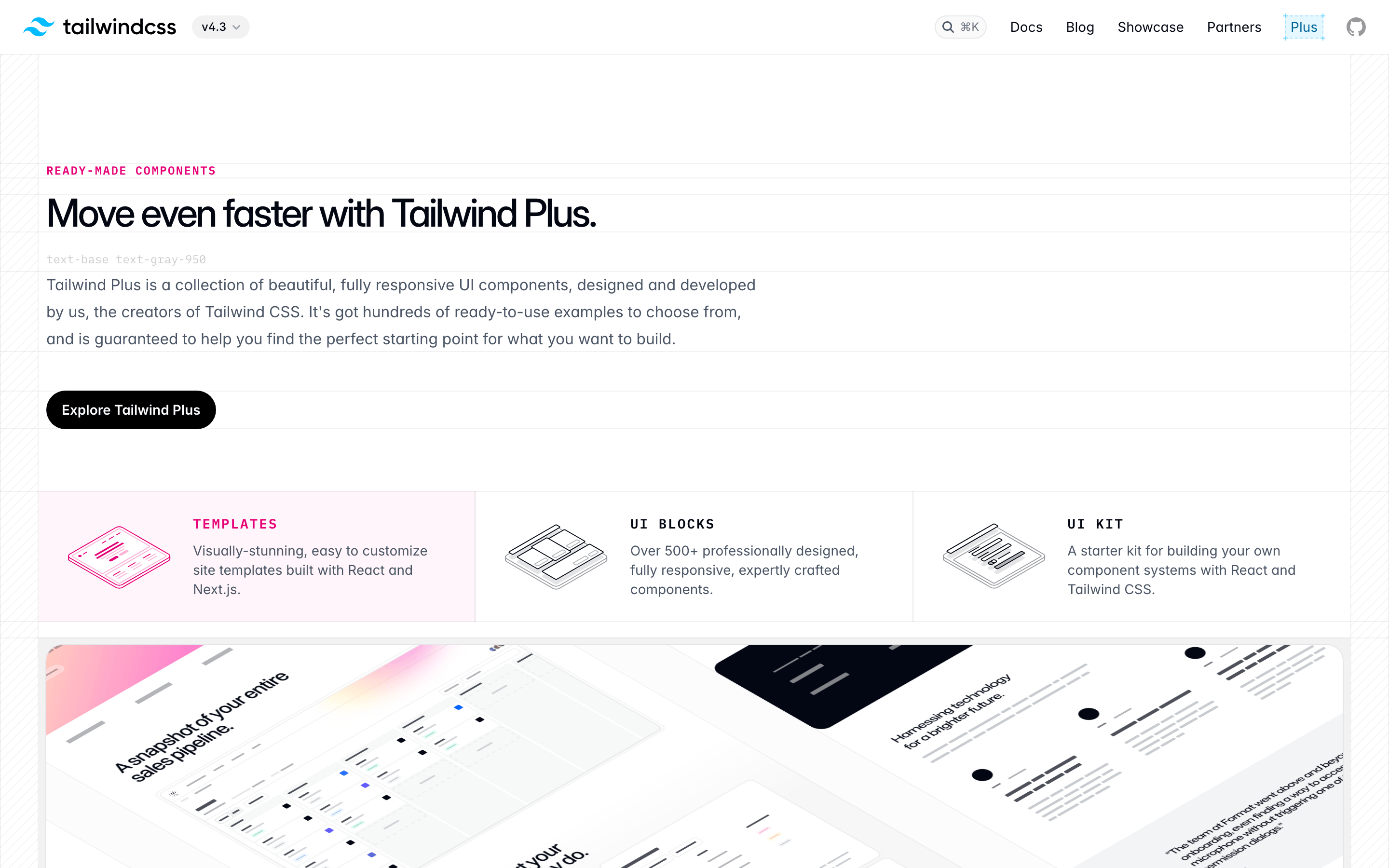 Tailwind CSS — 桌面滚动分段(90% viewport 步进,作为视觉证据)