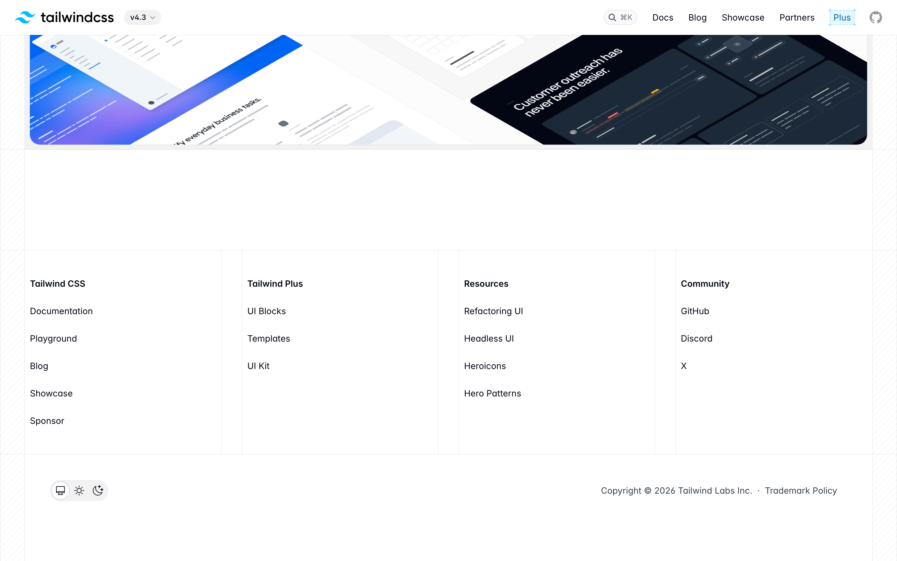 Tailwind CSS — 桌面滚动分段(90% viewport 步进,作为视觉证据)
