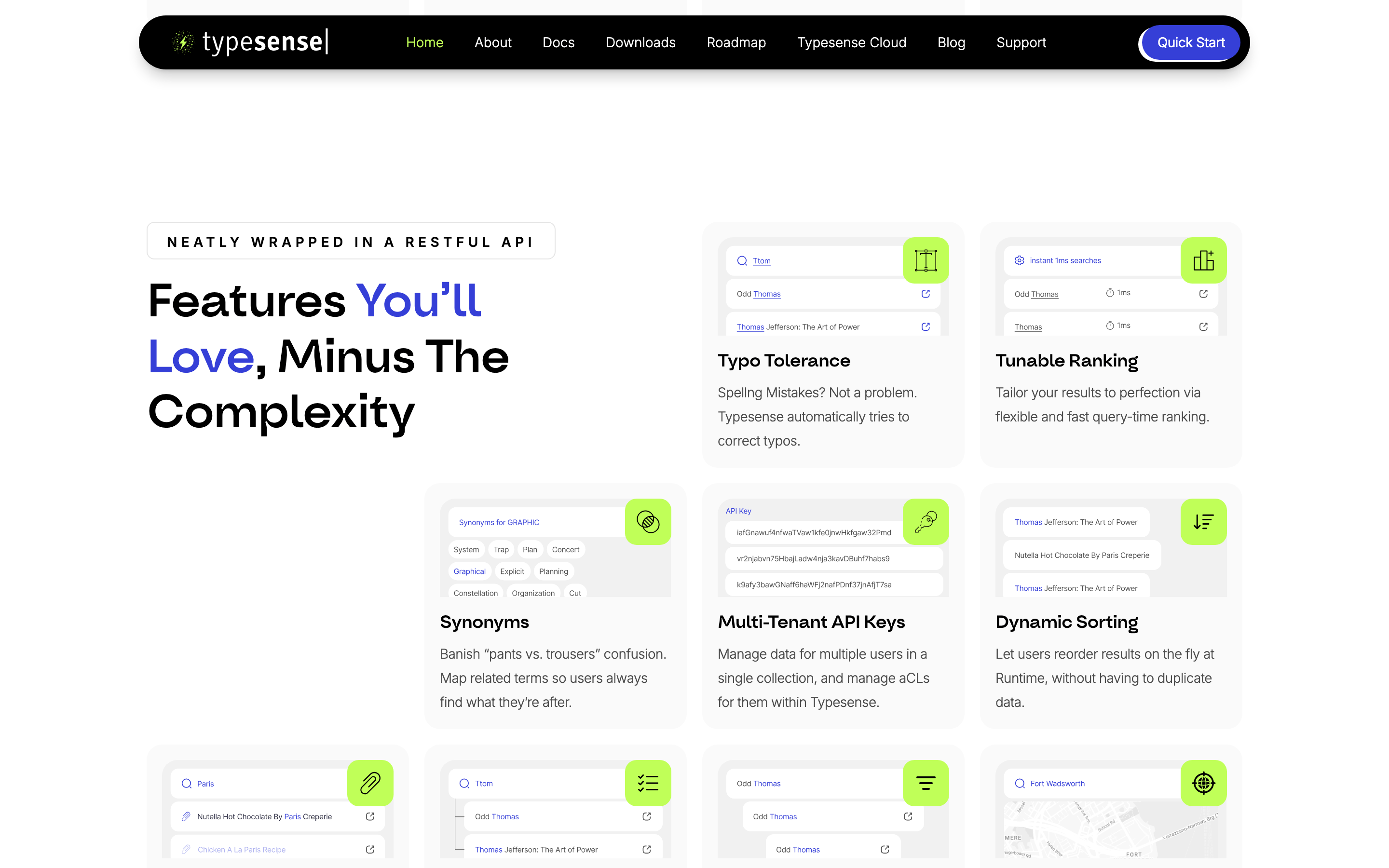 Typesense — 桌面滚动分段(90% viewport 步进,作为视觉证据)