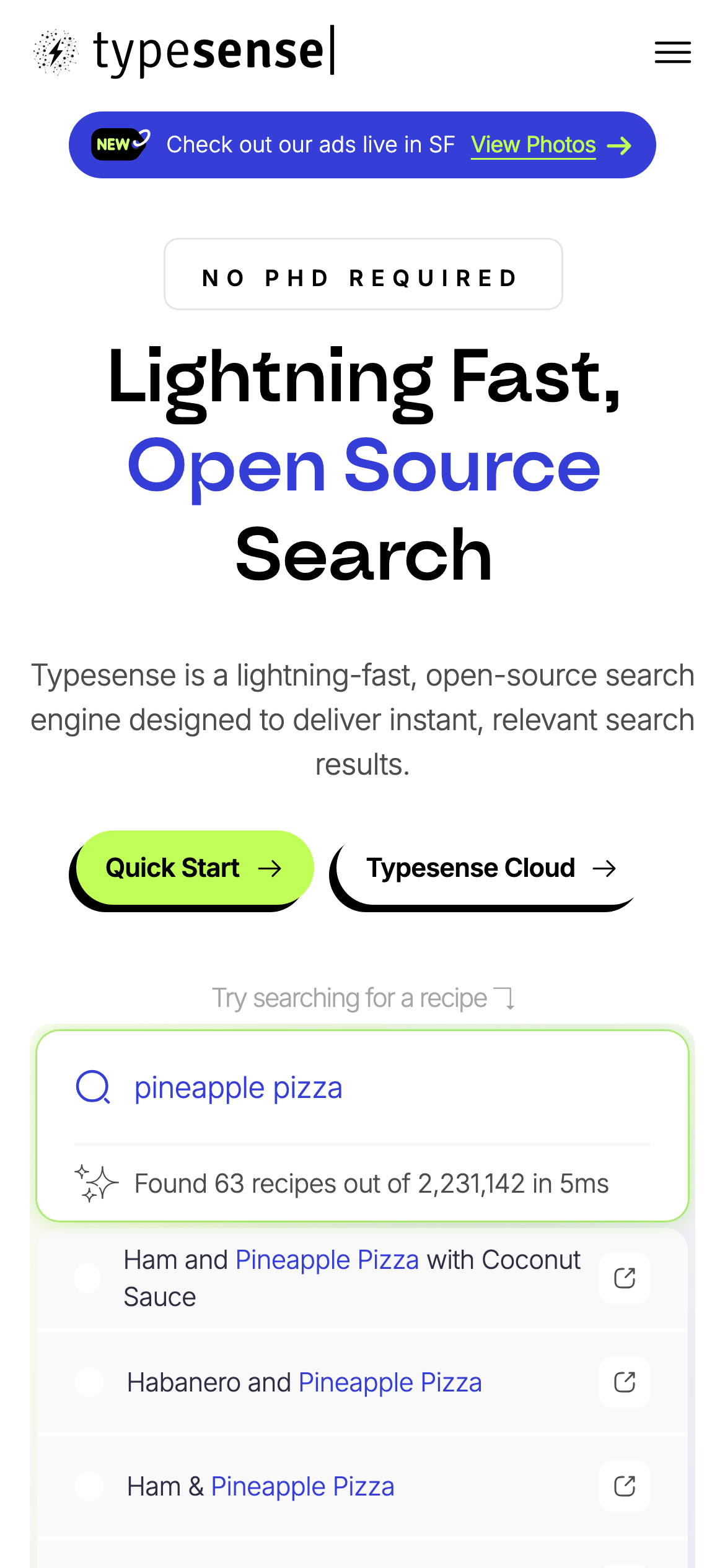 Typesense — 移动首屏