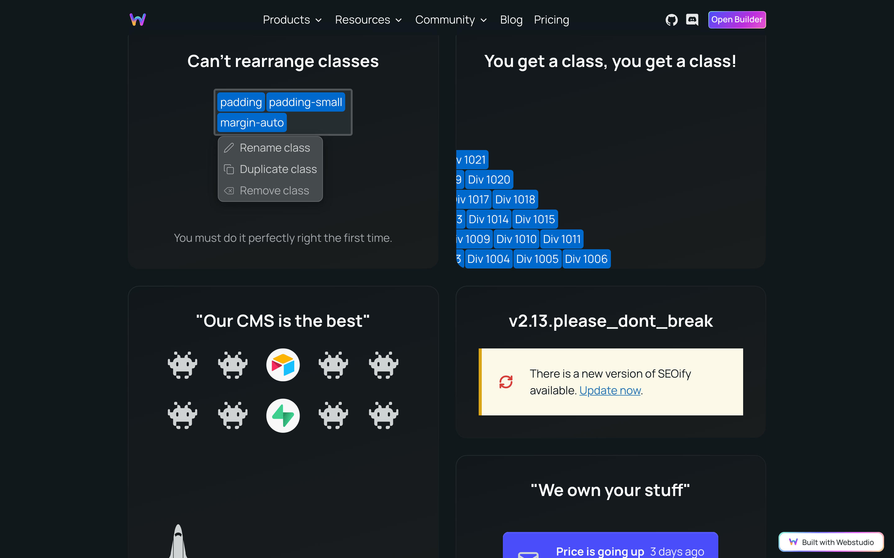 Webstudio — 桌面滚动分段(90% viewport 步进,作为视觉证据)