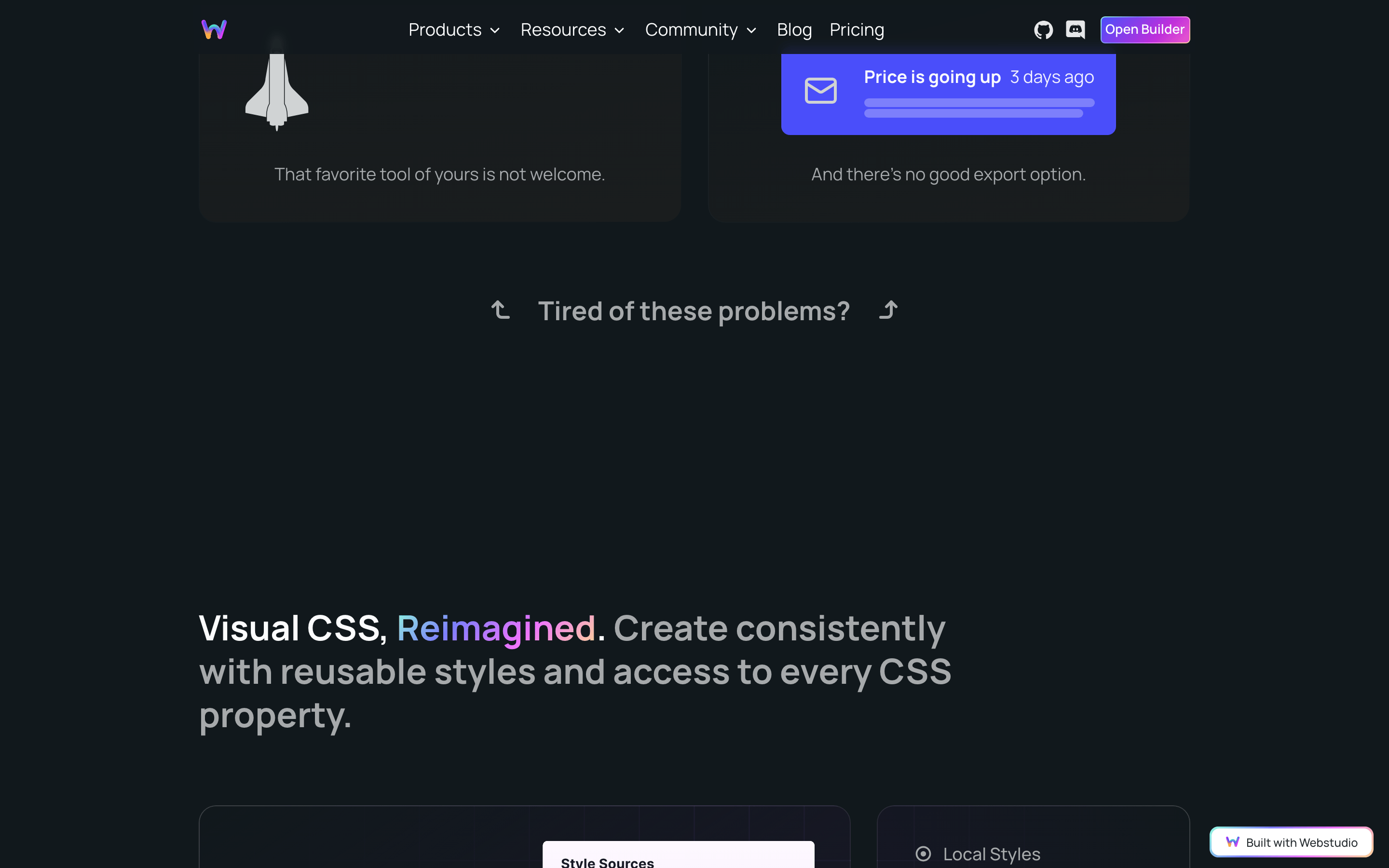 Webstudio — 桌面滚动分段(90% viewport 步进,作为视觉证据)