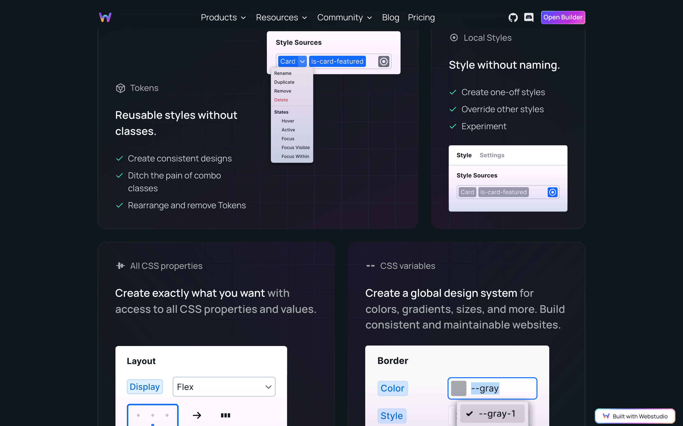 Webstudio — 桌面滚动分段(90% viewport 步进,作为视觉证据)