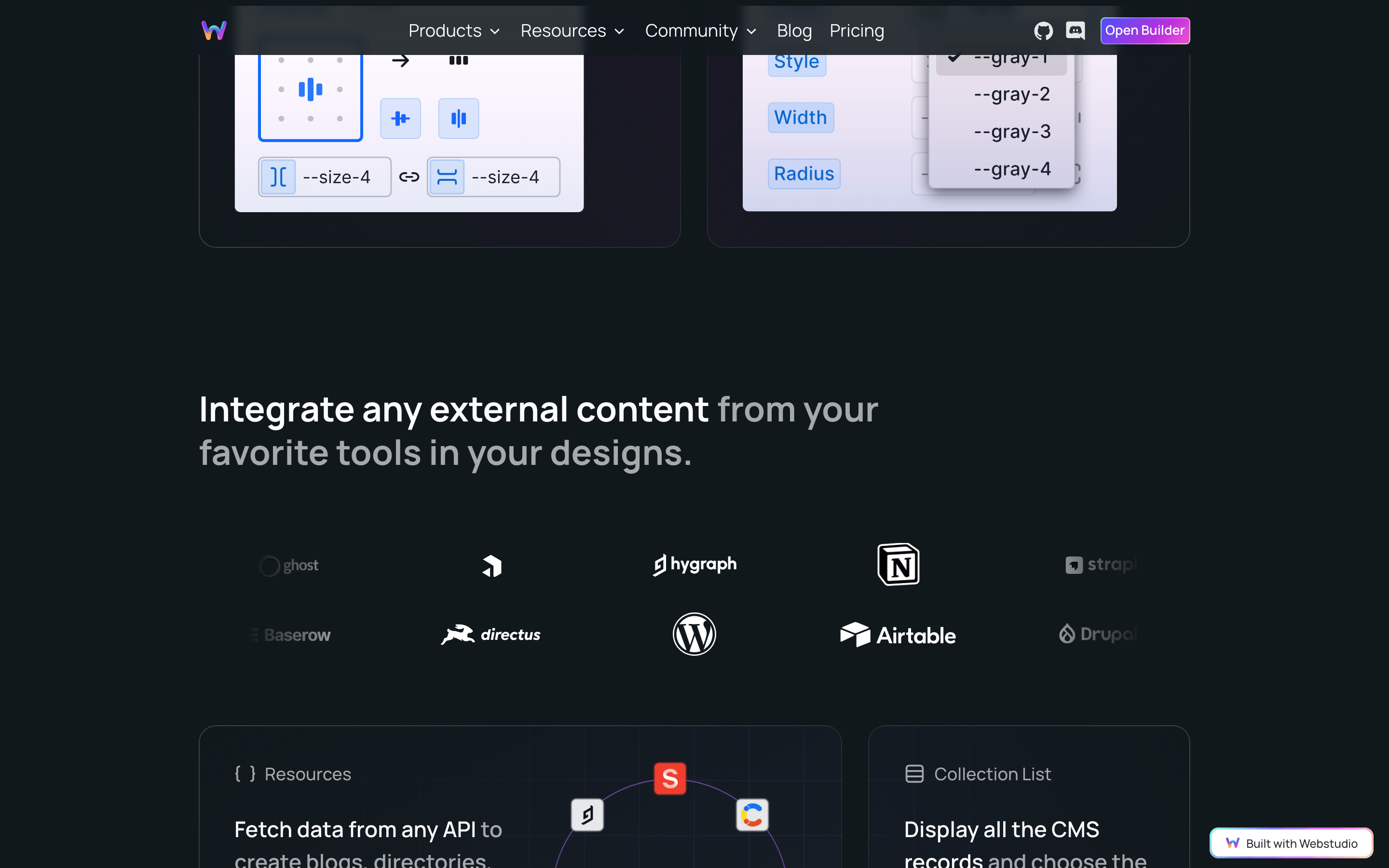 Webstudio — 桌面滚动分段(90% viewport 步进,作为视觉证据)