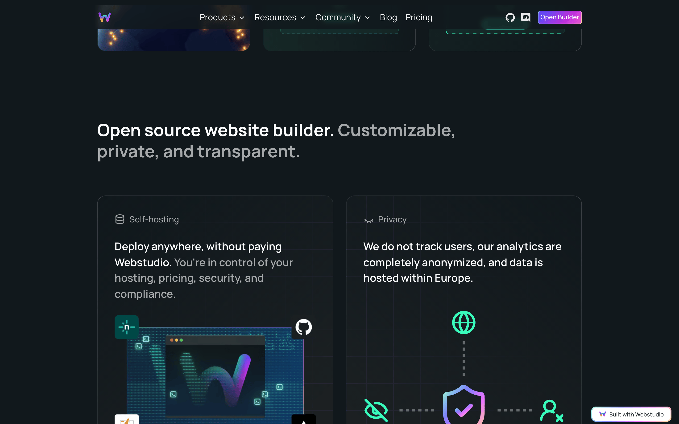 Webstudio — 桌面滚动分段(90% viewport 步进,作为视觉证据)