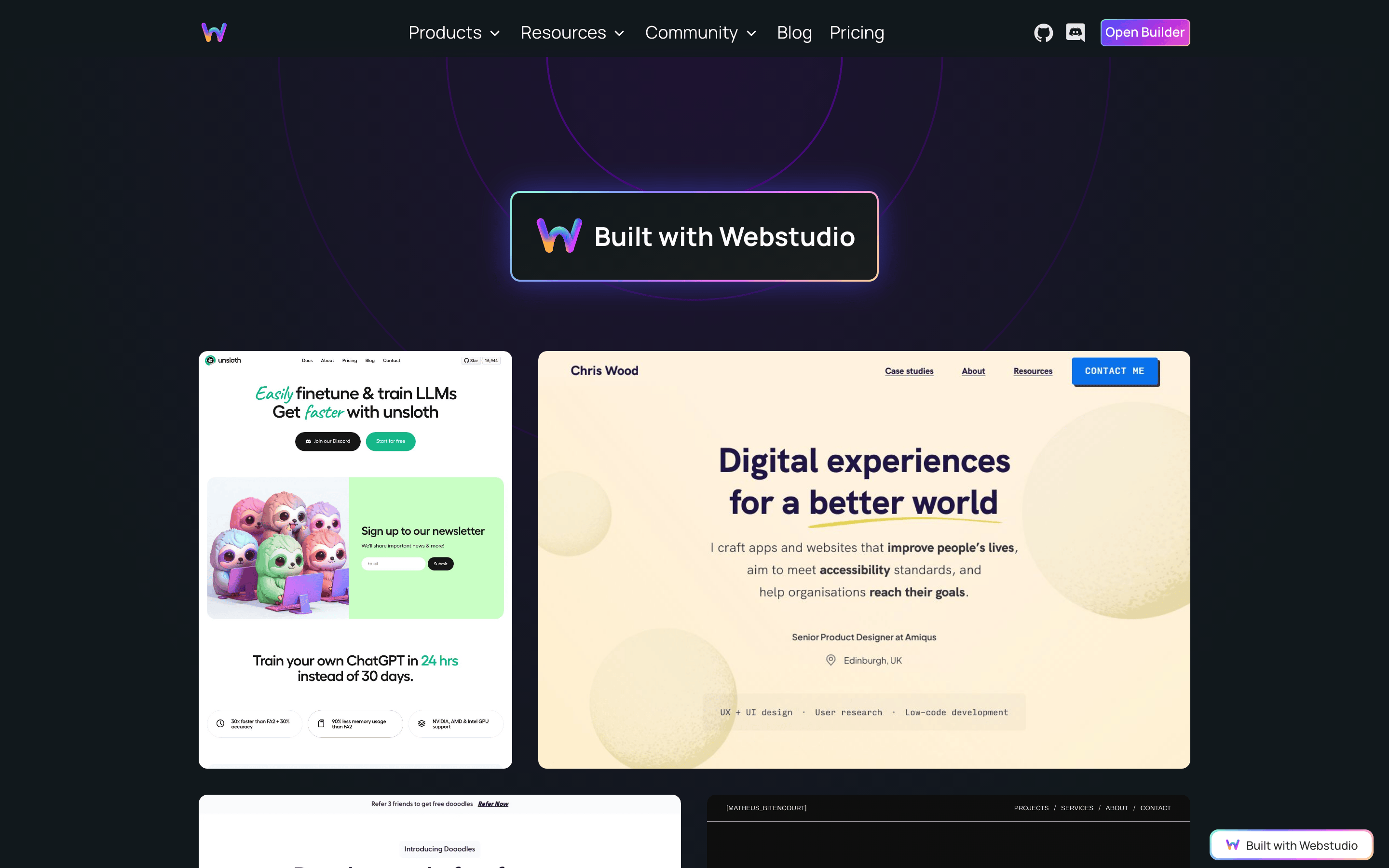 Webstudio — 桌面滚动分段(90% viewport 步进,作为视觉证据)